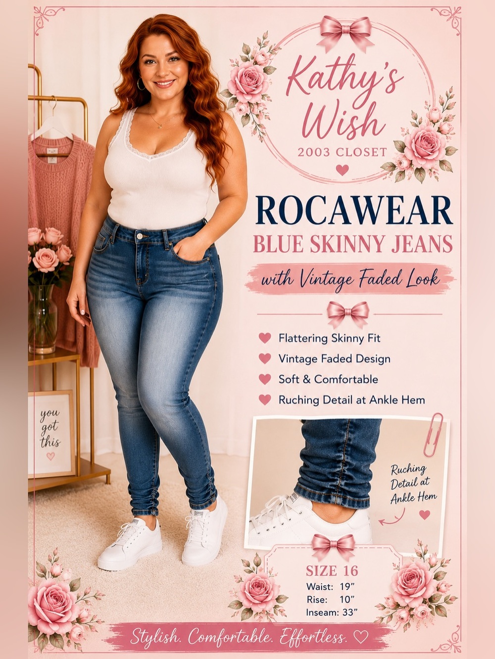 Rocawear Blue Skinny Jeans with Vintage Faded Look